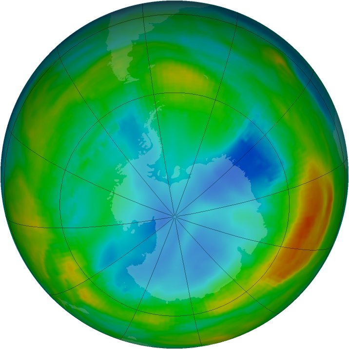 Antarctic ozone map for 30 July 1986